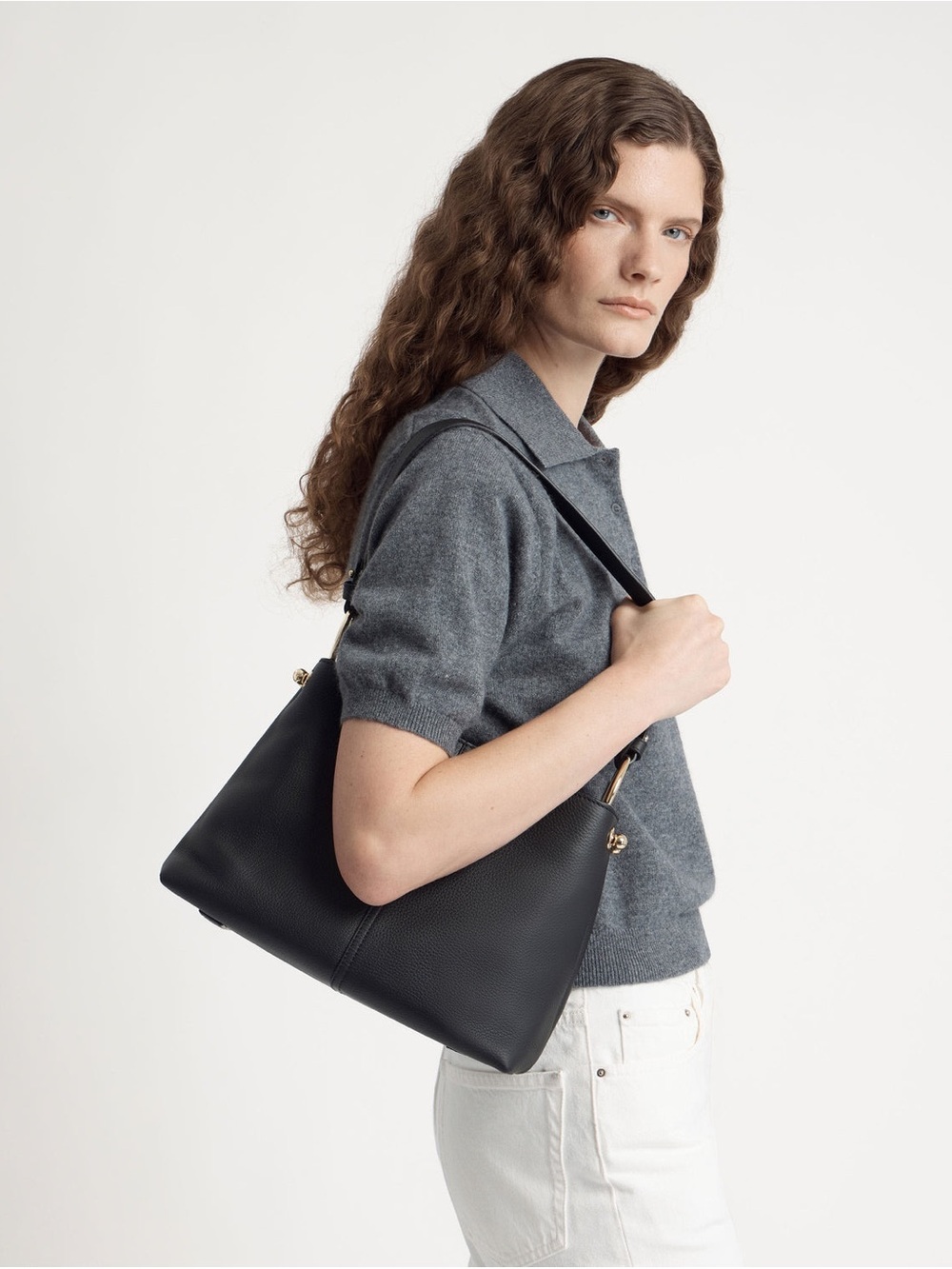 Strathberry Black Lana Hobo Bag with Adjustable Crossbody Strap - Picture 10 of 10